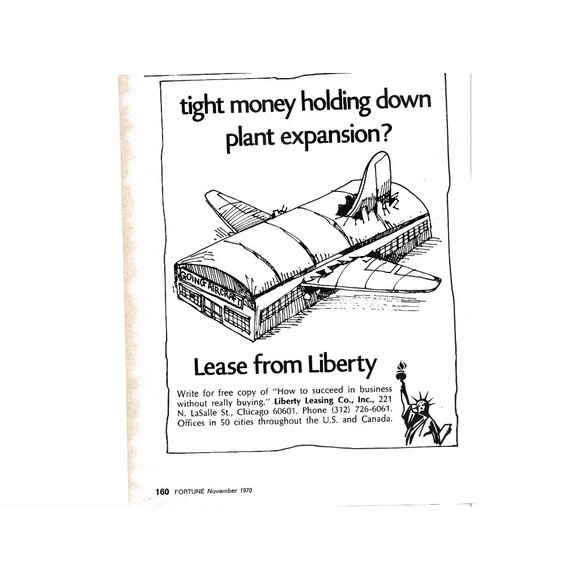 Vintage 1970 Fortune Magazine Print Ad For Liberty Leasing Co - Picture 1 of 2